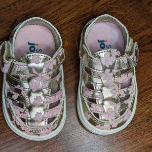 Carter's Gold with Pink Flower Toddler/Baby Sandals